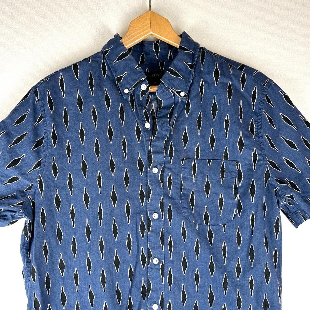 J Crew Linen Blend Leaf Print Button Down‎ Shirt Resort Business Casual - Picture 2 of 8